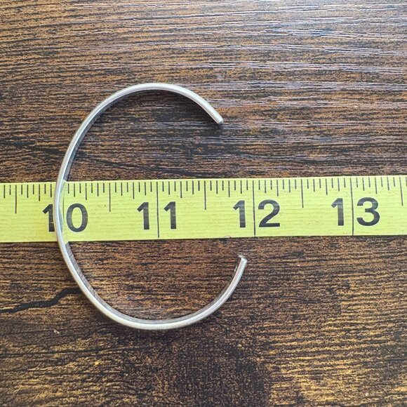 VTG Sterling Silver 925 Thin Half Round Open Cuff Bracelet Size 7.5" Fit - Picture 8 of 9